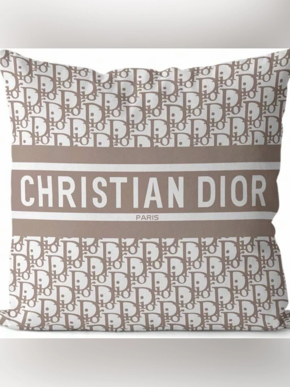 New set of 2  Beige and White Logo pillow CASE 18 inch